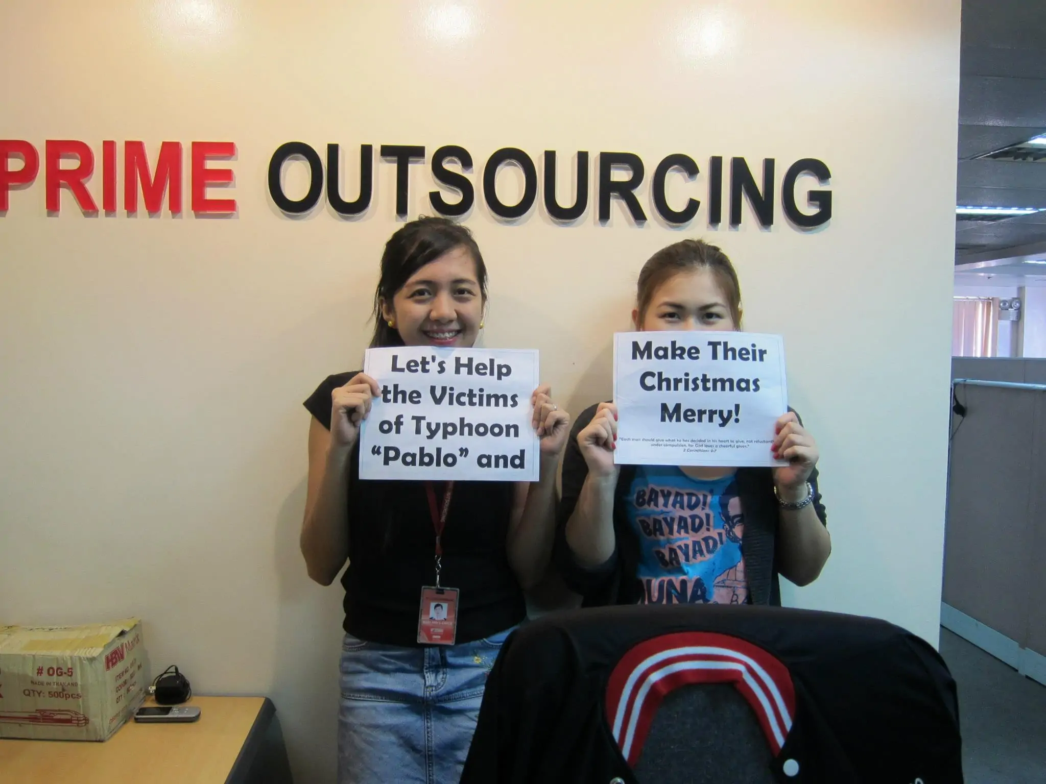 Prime Outsourcing Gives Back – Donations for Typhoon Pablo